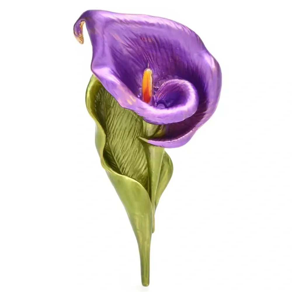 Vibrant Purple Green Calla Lily Brooch